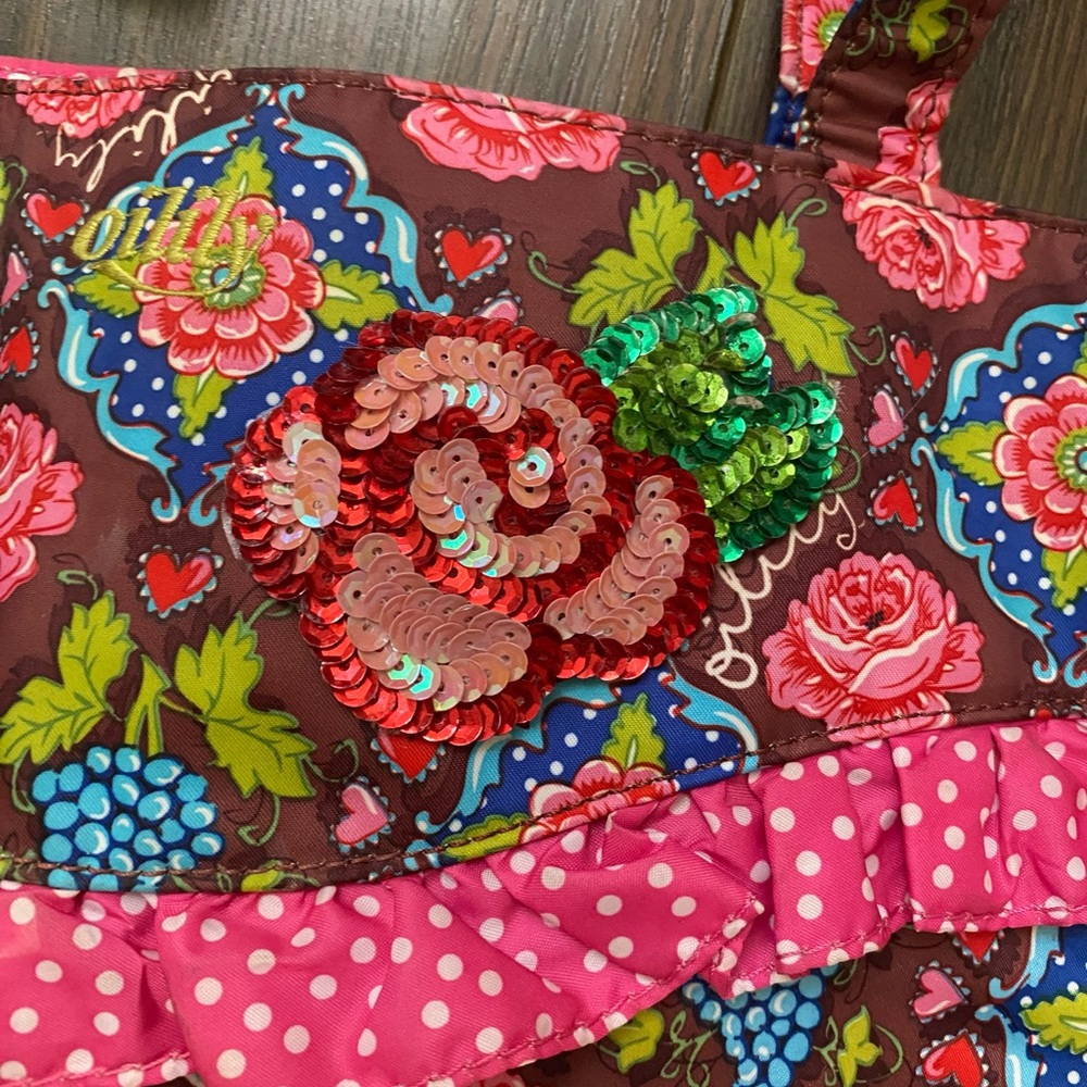 OILILY nylon tote with sequin embellishments and ruffle trim. Rare find! - Picture 2 of 8